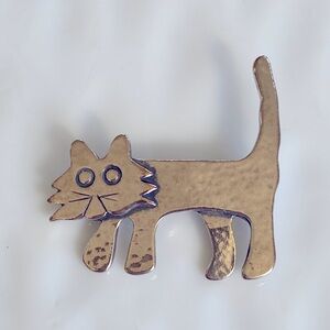 Silpada Hammered and Oxidized Sterling Silver Cat Brooch I1590